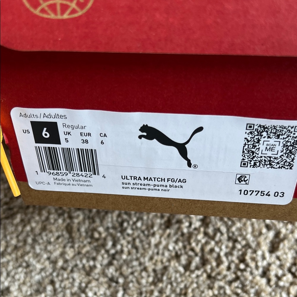 Puma Neon Orange and Black Soccer Cleats Size 6 NIB - Picture 5 of 8